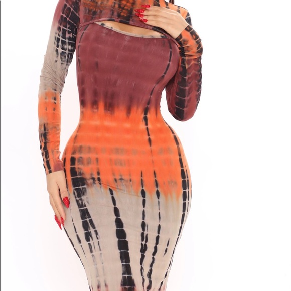 NWT Fashion Nova Tie Dye Midi Dress - Picture 4 of 4